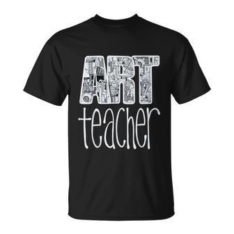 Art Teacher Supplies Doodle Line Drawing T-shirt - Thegiftio UK