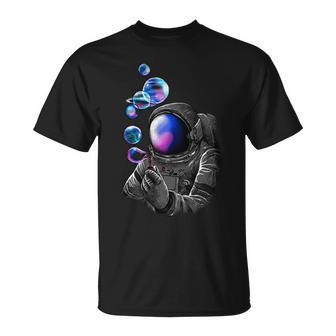 Astronaut Blowing Space Bubbles Unisex T-Shirt - Monsterry