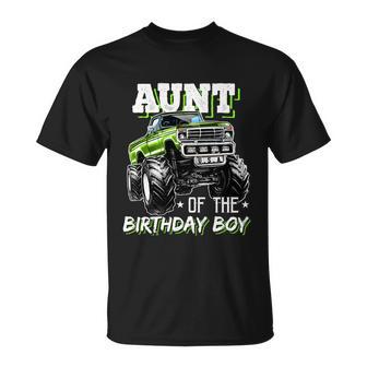 Aunt Of The Birthday Boy Monster Truck Birthday Party Funny Gift Unisex T-Shirt - Monsterry DE