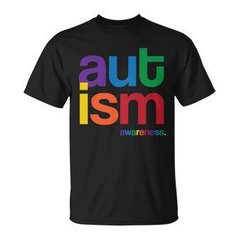 Autism Awareness Rainbow Letters Tshirt Unisex T-Shirt - Monsterry