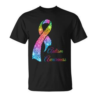 Autism Awareness Sparkle Glitter Ribbon Tshirt Unisex T-Shirt - Monsterry UK