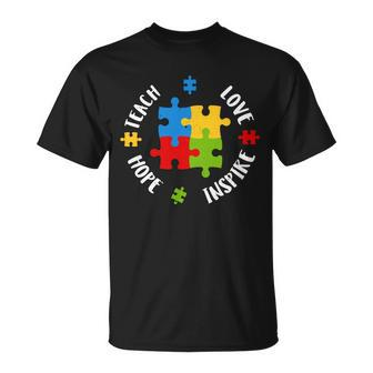 Autism Teacher Teach Love Hope Inspire T-shirt - Thegiftio UK