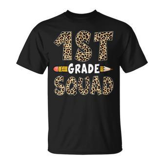 Back To School 1St Grade First Grade Squad Leopard Teacher Unisex T-Shirt - Seseable