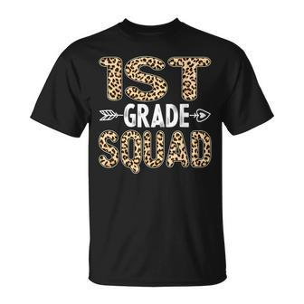 Back To School First Grade 1St Grade Leopard Squad Teacher Unisex T-Shirt - Seseable