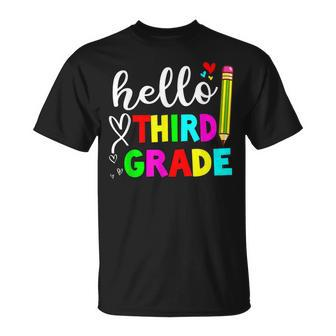 Back To School Hello 3Rd Grade Kids Teacher Student Unisex T-Shirt - Seseable