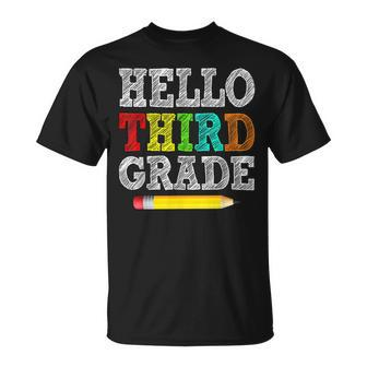 Back To School Hello 3Rd Grade Kids Teacher Student Unisex T-Shirt - Seseable