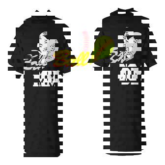 Ball Mom Heart Baseball Fan Unisex T-Shirt - Monsterry