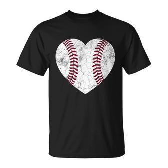 Baseball Heart Fun Mom Dad Men Women Softball Gift Wife Unisex T-Shirt - Monsterry