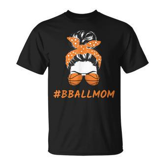 Basketball Mom Messy Bun Proud Mama Bball Basketball Glasses V2 T-shirt - Thegiftio