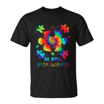 Be Kind Puzzle Pieces Tie Dye Cute Autism Awareness Unisex T-Shirt - Monsterry DE