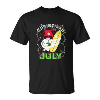 Beach Santa Surfer Funny Christmas In July V2 Unisex T-Shirt - Monsterry