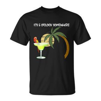 Beach Vacation Drinking Parrot Its 5 Oclock Somewhere T-Shirt - Thegiftio UK