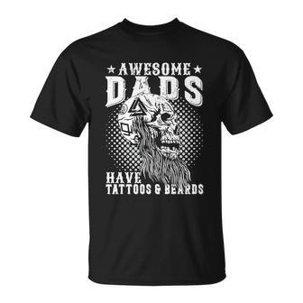 Bearded Man Awesome Dads Have Tattoos And Beards T-Shirt - Thegiftio UK