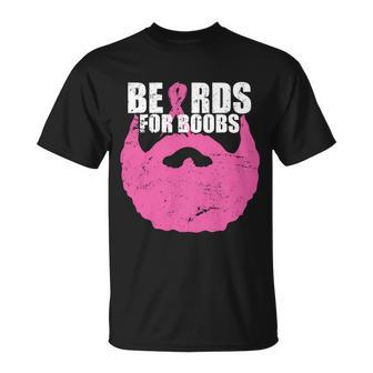 Beards For Boobs Breast Cancer Tshirt Unisex T-Shirt - Monsterry