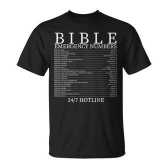 Bible Emergency Numbers V2 Unisex T-Shirt - Monsterry AU
