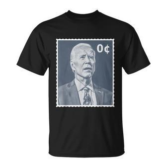 Biden Zero Cents Stamp Shirt 0 President Biden No Cents Tshirt Unisex T-Shirt - Monsterry