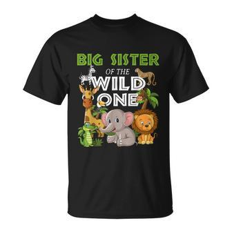 Big Sister Of The Wild One Zoo Birthday Safari Jungle Animal T-Shirt - Thegiftio UK
