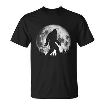 Bigfoot Night Stroll Cool Full Moon & Trees Sasquatch Unisex T-Shirt - Monsterry AU