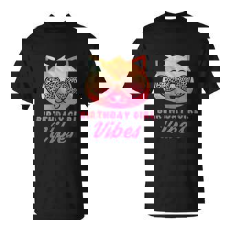 Birthday Girl Vibes Colorful Funny Cat Kitty Leopard Eyes Girls Unisex T-Shirt - Monsterry