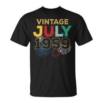 Birthday Vintage July 1959 Flag Firework 4Th July T-shirt - Thegiftio UK