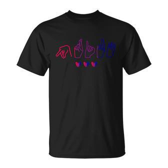 Bisexual Asl Pride Bi Sign Langauge Bisexuality Outfit Unisex T-Shirt - Monsterry