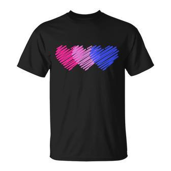 Bisexual Flag Hearts Love Lgbt Bi Pride Unisex T-Shirt - Monsterry