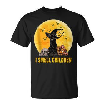 Black Cat Halloween I Smell Children Witch Witches Kitten Unisex T-Shirt - Seseable