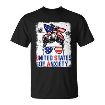 Bleached Messy Bun Funny Patriotic United States Anxiety Unisex T-Shirt - Monsterry DE