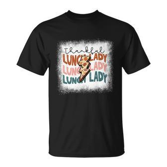 Bleached One Thankful Lunch Lady Back To School Lunch Lady T-shirt - Thegiftio UK