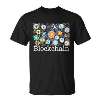 Blockchain Cryptocurrency Logos Unisex T-Shirt - Monsterry DE