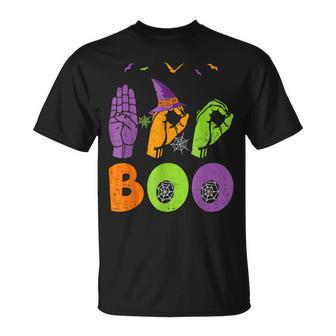 Boo Hands American Sign Language Pride Asl Halloween T-shirt - Thegiftio UK