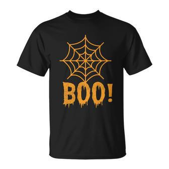Boo Spider Web Halloween Quote V2 T-shirt - Thegiftio UK