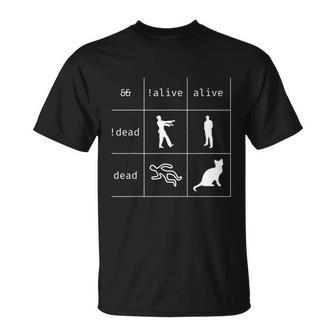 Boolean Logic Alive And Dead Funny Programmer Cat Tshirt Unisex T-Shirt - Monsterry DE
