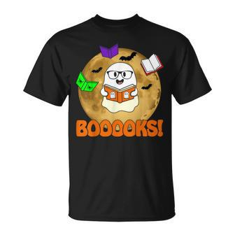 Booooks Ghost Boo Read Books Library Teacher Halloween Cute V6 T-shirt