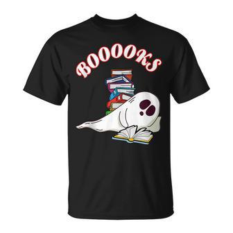 Booooks Ghosts Halloween Reading Book Teacher T-shirt - Thegiftio UK