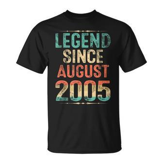 Born August 2005 Birthday Legend Since 2005 17 Year Old T-shirt - Thegiftio UK