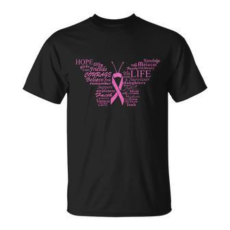 Breast Cancer Awareness Butterfly Ribbon Quotes Tshirt Unisex T-Shirt - Monsterry UK