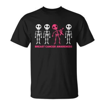 Breast Cancer Awareness Sleleton Halloween Quote Unisex T-Shirt - Monsterry AU