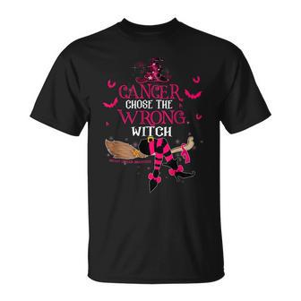 Breast Cancer Chose The Wrong Witch Breast Cancer Halloween Unisex T-Shirt - Seseable