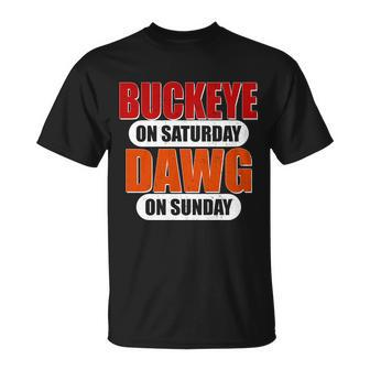 Buckeye On Saturday Dawg On Sunday T-shirt - Thegiftio UK