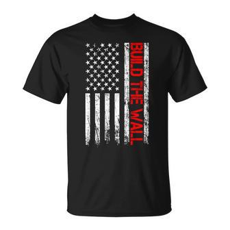 Build The Wall Distressed Flag Unisex T-Shirt - Monsterry CA
