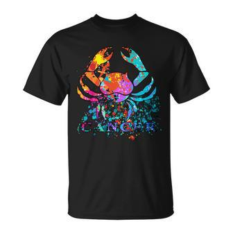 Cancer Zodiac Sign Crab Colorful Unisex T-Shirt - Monsterry AU