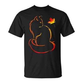 Cat Leaf Fall Hello Autumn For Cute Kitten V3 T-shirt - Thegiftio UK