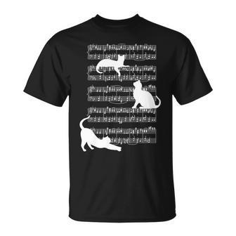 Cat Music Note Sheet Unisex T-Shirt - Monsterry AU