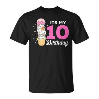 Cats Lovers Ice Cream Its My 10Th Bday Party 10 Year Old T-shirt - Thegiftio UK