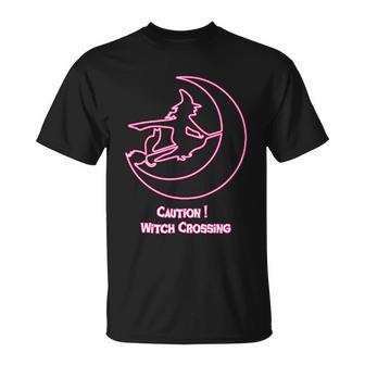 Caution Witch Crossing Halloween Quote Men Women T-shirt Graphic Print Casual Unisex Tee - Thegiftio UK