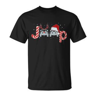 Christmas Off Road Car Reindeer Unisex T-Shirt - Monsterry