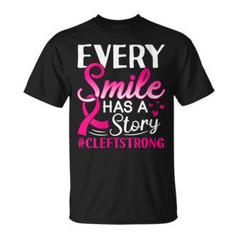Cleft Lip And Palate Awareness Week Smile Strong Pink Ribbon T-shirt - Thegiftio UK