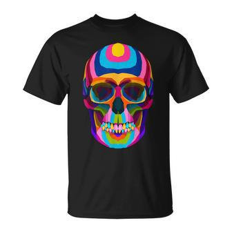 Colorful Sugar Skeleton Scull Halloween Party Costume Unisex T-Shirt - Seseable