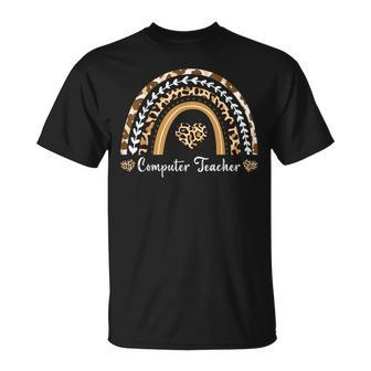 Computer Teacher Leopard Rainbow Boho Back To School 2023 T-shirt - Thegiftio UK